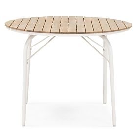 Table de jardin Fioli rond 100 cm, bois d'acacia FSC, blanc