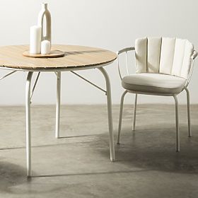 Table de jardin Fioli rond 100 cm, bois d'acacia FSC, blanc