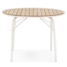 Table de jardin Fioli rond 100 cm, bois d'acacia FSC, blanc, lectus