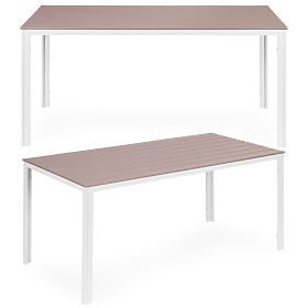 Table de jardin pour 6 personnes 156x78 cm polywood mobilier de terrasse beige blanc MultiGarden