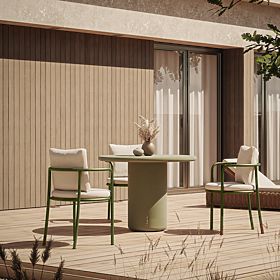 Table de jardin Vibonis 100 cm, rond, en ciment, vert