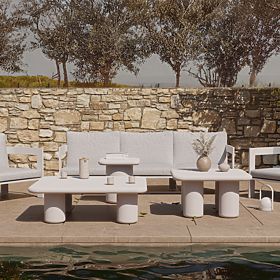 Table de jardin Vibonis 70 cm, carrée, en ciment, beige clair