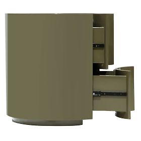 Table de nuit avec tiroirs Vena, vert/gris, arrondi, brillant