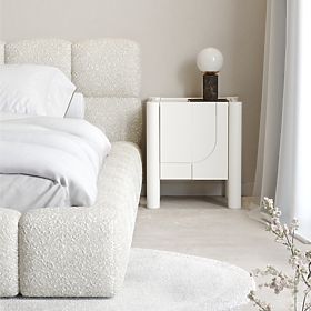 Table de nuit Lunaria avec façade fraisée, blanc, lectus