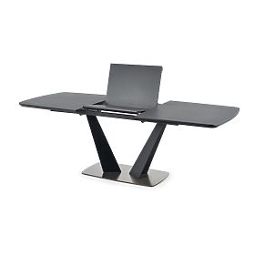 Table extensible FANGOR, plateau – gris cendré foncé, piètement – noir, Halmar