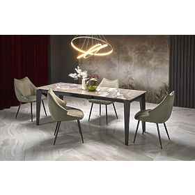 Table extensible FELIX, plateau - marbre gris, pieds - noirs (2p=1ks)