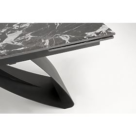 Table extensible HILARIO, plateau – marbre noir, pieds – noirs, Halmar