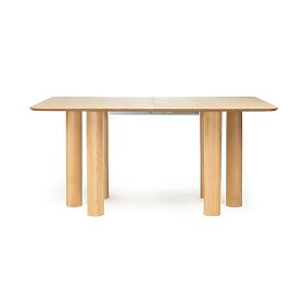 Table extensible Loa 140-200 cm, placage de chêne, naturel, bois de hêtre, arrondi