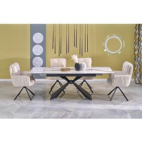 Table extensible LUCIANO, plateau : marbre blanc (2p=1ks), Halmar