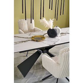 Table extensible LUCIANO, plateau : marbre blanc (2p=1ks), Halmar