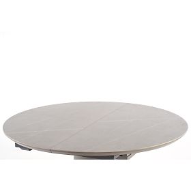 Table extensible MUSCAT plateau - marbre gris, pied - gris clair / doré, Halmar