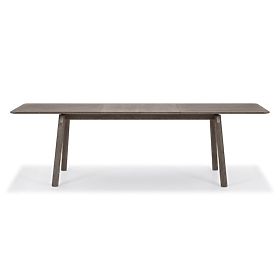 Table extensible Selvoni 180-260 cm, bois de chêne massif, placage, espresso