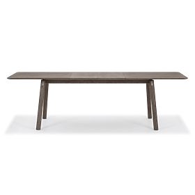Table extensible Selvoni 180-260 cm, bois de chêne massif, placage, espresso, lectus