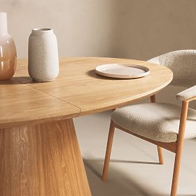 Table extensible Solan 160-200 cm, ovale, naturel, lectus