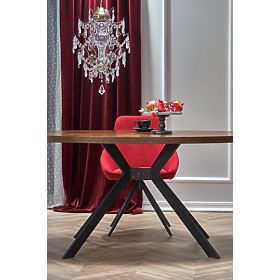 Table LOCARNO, plateau - noyer, pied - noir (2p=1pc)