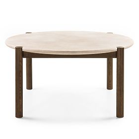 Table à manger Bruna, 150 cm, rond, chêne mocha/marbre cream, lectus