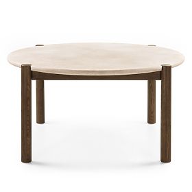Table à manger Bruna, 150 cm, rond, chêne mocha/marbre cream