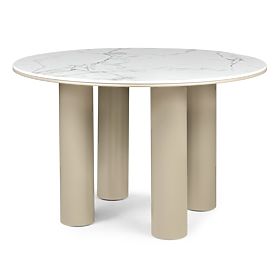 Table à manger Kairo 120 cm, rond, beige foncé, marbré, lectus