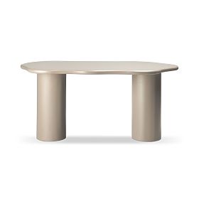 Table à manger Muse 160 cm, beige foncé, formes arrondies
