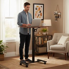 Table mobile réglable 70x48 cm pour ordinateur portable hauteur réglable 71,5-112 cm ModernHome, MODERNHOME