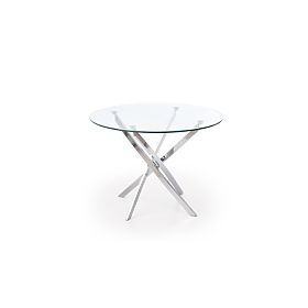 Table RAYMOND, plateau - transparent, pieds - chrome
