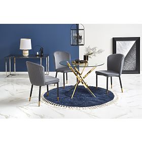 Table RAYMOND, plateau - transparent, pieds - dorés (2p=1pièce)