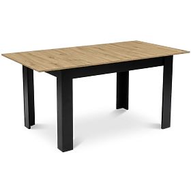 Table rectangulaire extensible 120-160x80 cm pour cuisine salle à manger 4-6 personnes chêne artisan, LEOBERT