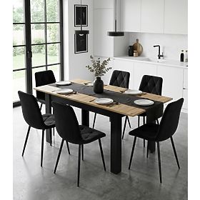 Table rectangulaire extensible 120-160x80 cm pour cuisine salle à manger 4-6 personnes chêne artisan, LEOBERT
