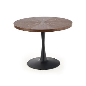 Table ronde CARMELO, plateau - noyer, pied - noir (3p=1ks)