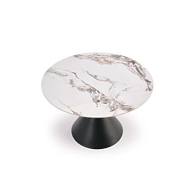 Table ronde GARET, marbre blanc / noir (2p=1ks)
