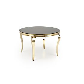 Table ronde REGINALD_2 plateau - verre noir, pieds - or