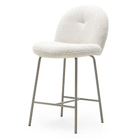 Tabouret de bar Fiori beige clair, formes arrondies