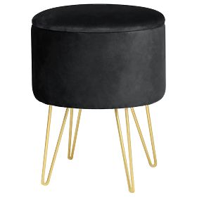 Tabouret en velours avec espace de rangement LILI Noir
