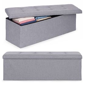 Tabouret rembourré 111x38 cm avec espace de rangement gris clair ModernHome, MODERNHOME