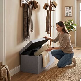 Tabouret rembourré 111x38 cm avec espace de rangement gris clair ModernHome, MODERNHOME