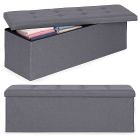 Tabouret rembourré 111x38 cm avec espace de rangement gris foncé ModernHome, MODERNHOME