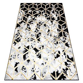 Tapis ALLURE 1966 Cube 3D - Structurel, stylé, glamour noir / or, F.H.Kabis