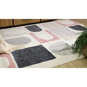 Tapis FUSION 0213 blanc / rose foncé - Géométrique, moderne, abstrait