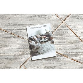 Tapis moderne DUKE 51557 crème / doré - Géométrique, structuré, très doux, franges, F.H.Kabis