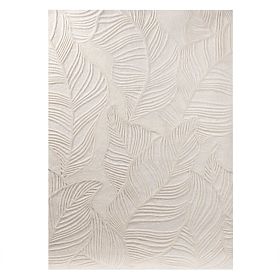 Tapis rectangulaire Mona tufté, en laine, crème, feuilles, Taille du tapis : 190x290