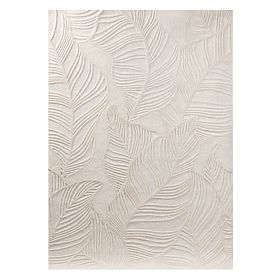 Tapis rectangulaire Mona tufté, en laine, crème, feuilles, Taille du tapis : 190x290, lectus