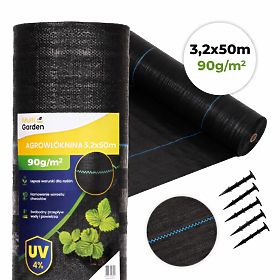 Toile anti-mauvaises herbes noire UV 90g 3,2x50m piquets MultiGarden, MultiGarden