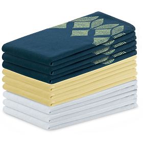 Torchon de cuisine LETTY jaune avec motif imprimé style classique 50x70 ameliahome