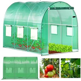 Tunnel de jardin en film 4x2,5x2 m 10 m² cadre métallique film UV, Bauerkraft