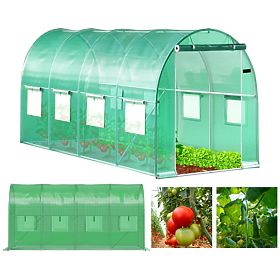 Tunnel de jardin en film de serre 4x2x2 m 8 m² cadre en métal film UV 2 entrées, Bauerkraft