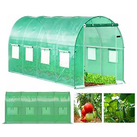 Tunnel de jardin en film plastique 6x3x2 m 18 m² cadre métallique film UV, Bauerkraft