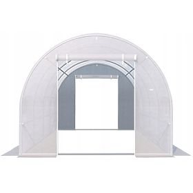 Tunnel de serre de jardin 3x2x2 m cadre métallique polyvalent film blanc 2 entrées