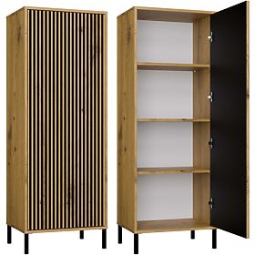 Vitrine KAMARO 1DD SLIM CHÊNE ARTISAN Panneau Frontal Lamellé